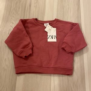 zara 12-18 months crewneck hoodie, nantucket red